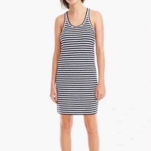 J. Crew Black and White Striped Racer Back Dress